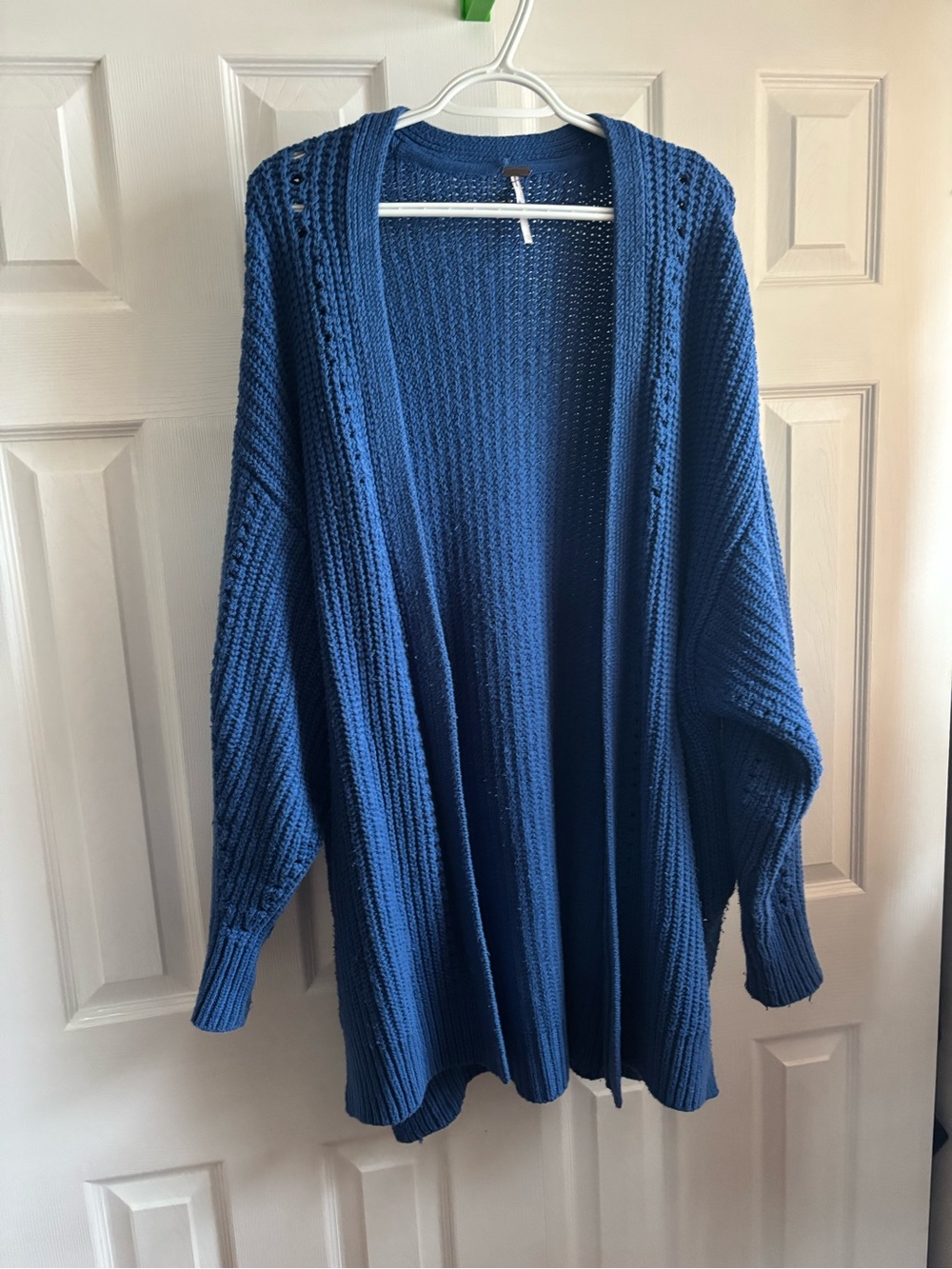 Free People Open-Front Chunky Knit Cardigan - Blue